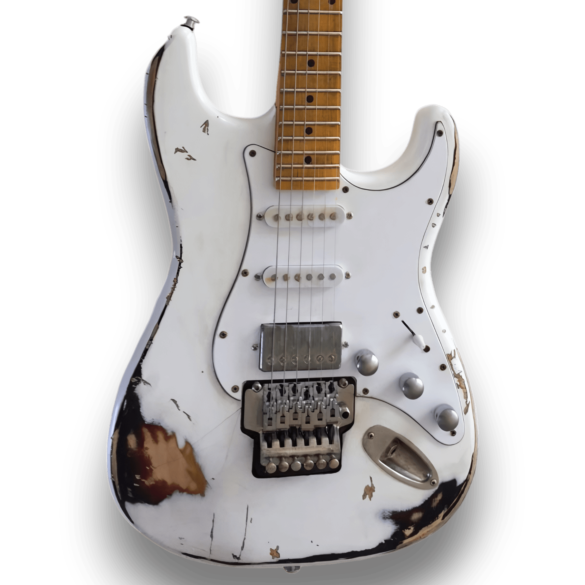 Custom Made Wild West White Heavy Relic Style 2 Tone Sunburst Electric Guitar