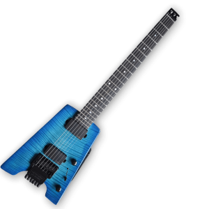 Custom Made Headless SS-2 Blue Flame Maple Top Electric Guitar