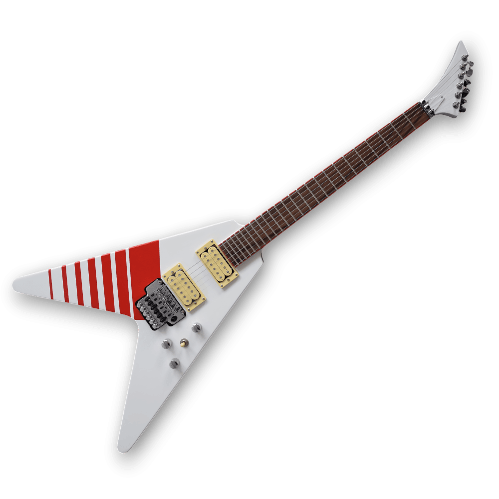 Custom Made Flying Buckethead V Style White and Red Stripe Strype 6 Strings Electric Guitar