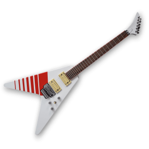 Custom Made Flying Buckethead V Style White and Red Stripe Strype 6 Strings Electric Guitar