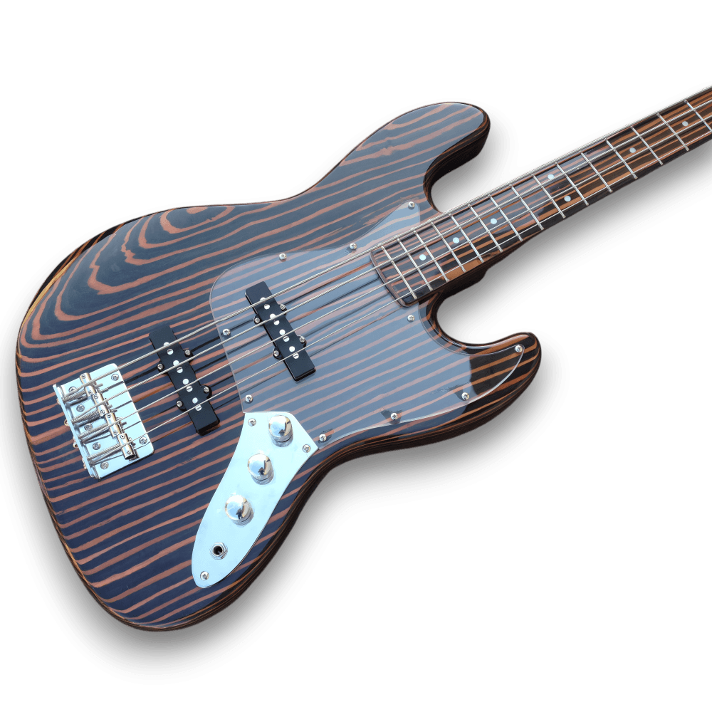 Custom Made 4 Strings Zebrawood Electric Bass