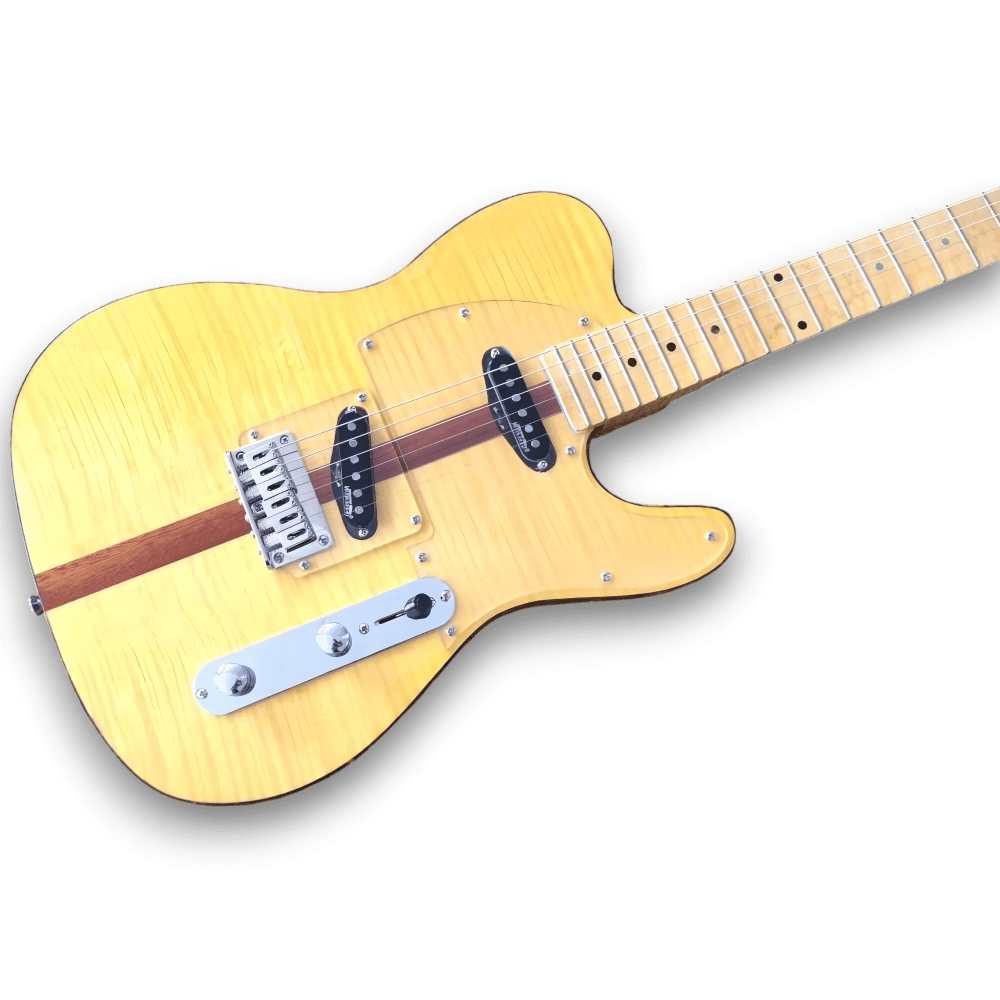 Custom Made Flame Maple Top Transparent Pickguard Tele Style The Prinz Madcat 6 Strings Electric Guitar