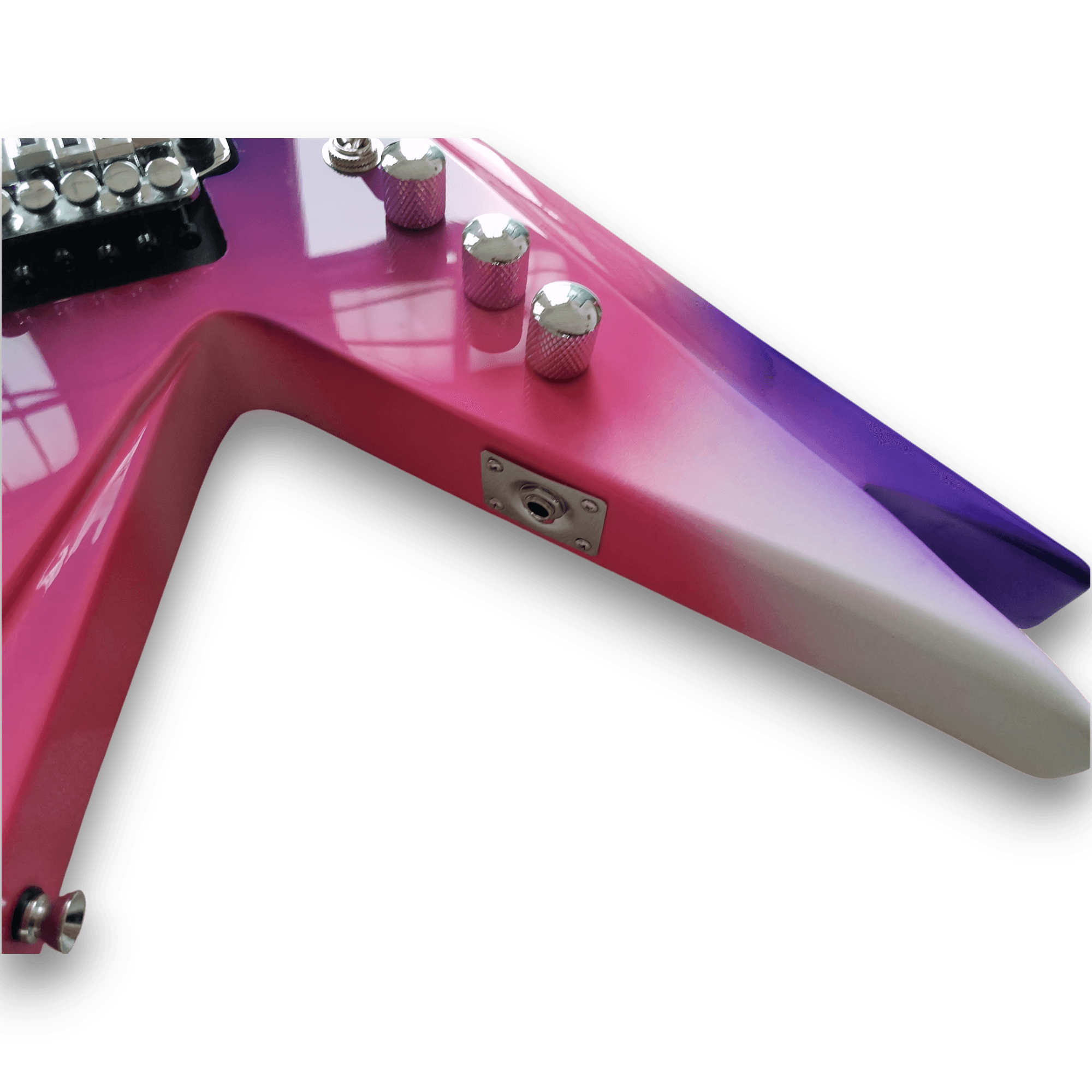 Custom Made Double Flying V Style Vinnie Vincent Purple 6 Strings Electric Guitar - Image 3