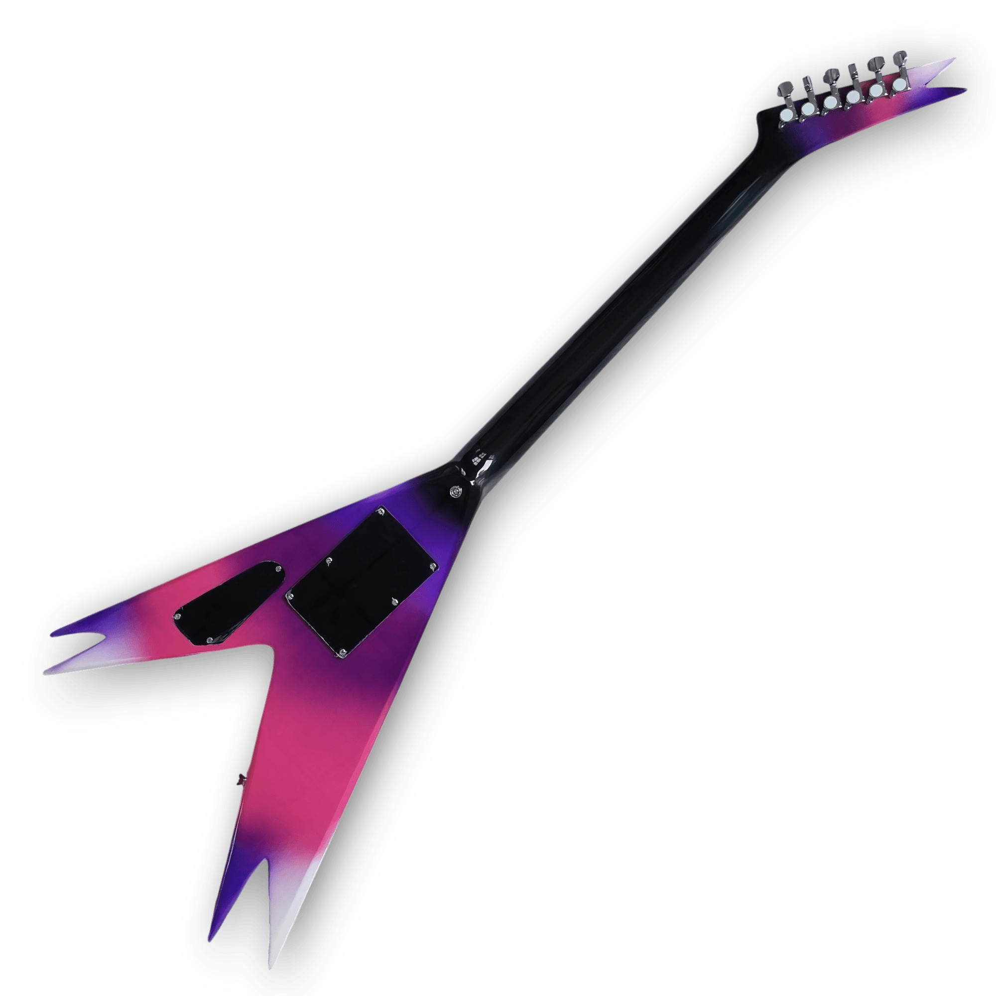 Custom Made Double Flying V Style Vinnie Vincent Purple 6 Strings Electric Guitar - Image 6