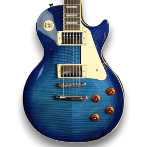 Custom Made Blue Burst Flame Maple Top LP Style Electric Guitar