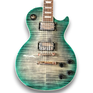 Custom Made Teal Burst Flame Maple Top LP Style Electric Guitar