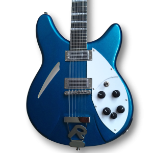 Custom Made Metallic Blue Semi-Hollow Body 360/12 Style 12 String Electric Guitar