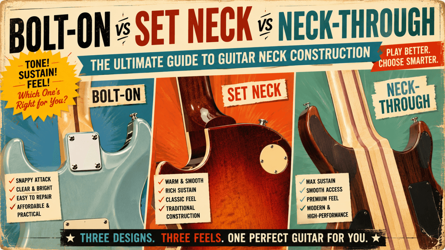 Bolt-On vs Set Neck vs Neck-Through: Complete Guitar Neck Construction ...