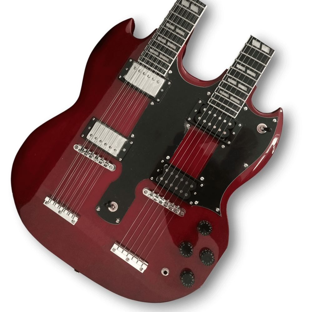 Custom Made Red SG Style 1275 Double Neck Don Felder Electric Guitar 12 & 6 Strings