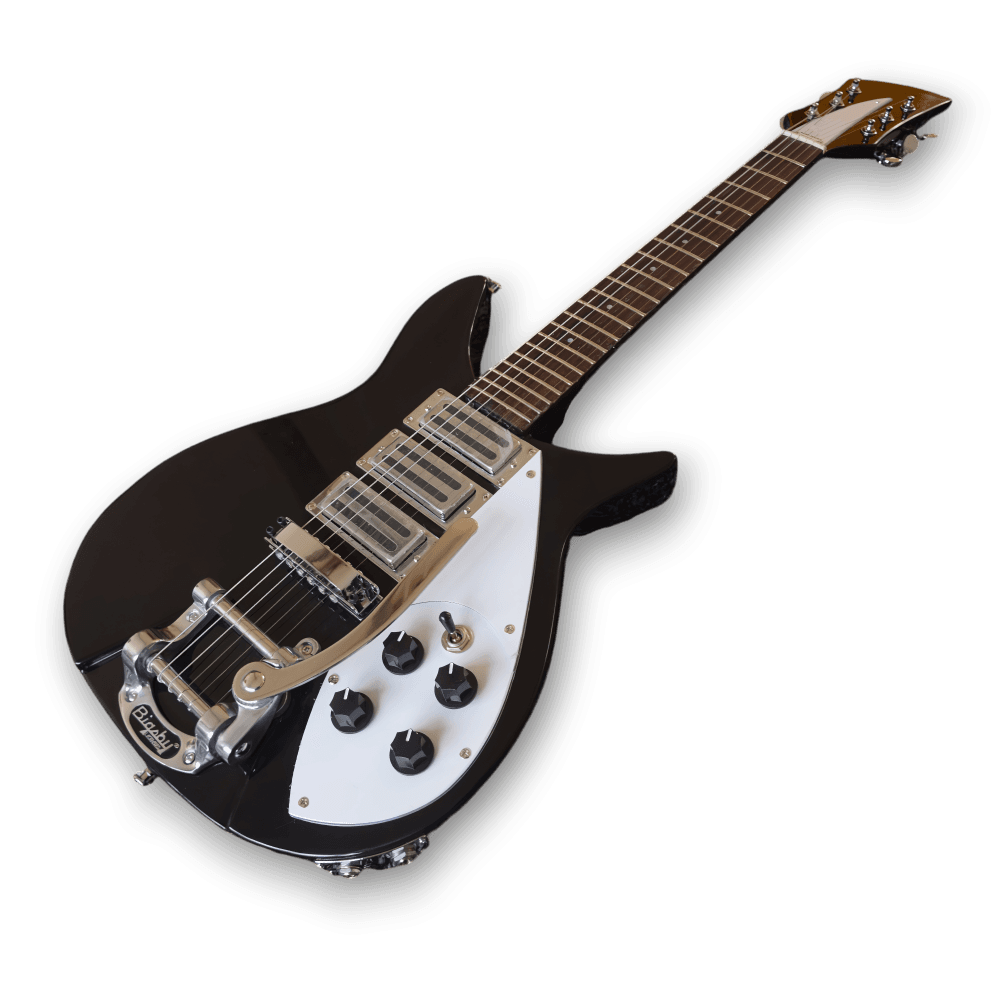 Custom Made Black 6 Strings 325 Style Electric Guitar with Bigsby Trmolo