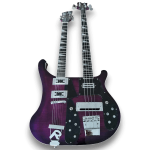 Custom Made Purple 4080 Style Double Neck 4 Strings Bass & 6 Strings Electric Guitar