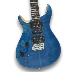 Custom Made Faded Blue Flame Maple Top Left Handed 6 Strings Electric Guitar