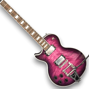 Custom Made Left Handed LP Style Purple Burst Quilted Maple Top Electric Guitar - Image 2