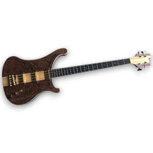 Custom Made Walnut Body 4004 Style Lemmy Kilmister Engraved Neck-Through-Body 4 Strings Electric Bass - Image 2