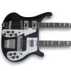 Custom Made Black 4080 Style Double Neck 4 Strings Bass & 12 Strings Electric Guitar