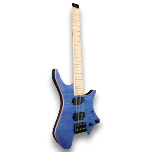 Custom Made Blue Headless Flame Maple Top Jordan Rudess Style Electric Guitar