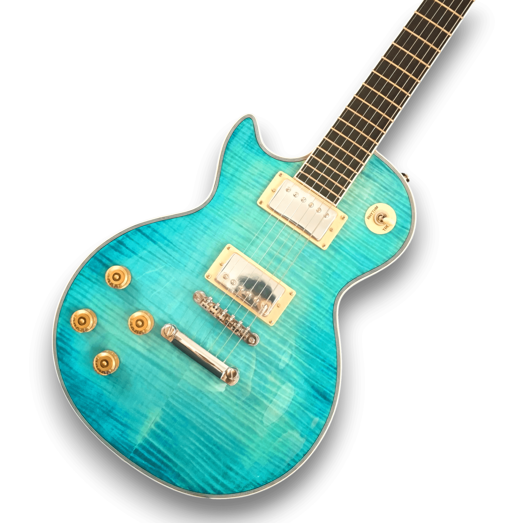 Custom Made Flame Maple Top Left Handed Ocean Water LP Style 6 Strings Electric Guitar - Image 2