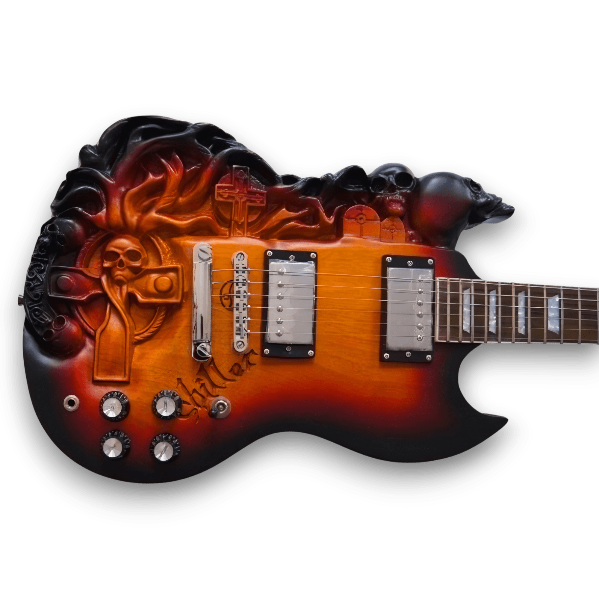Custom Made Carved Sunburst SG Style 6 Strings Electric Guitar