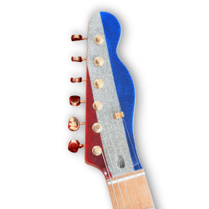 Custom Made Red Silver and Blue Sparkle Tele Style Buck Owens Sparkle 6 Strings Electric Guitar - Image 4