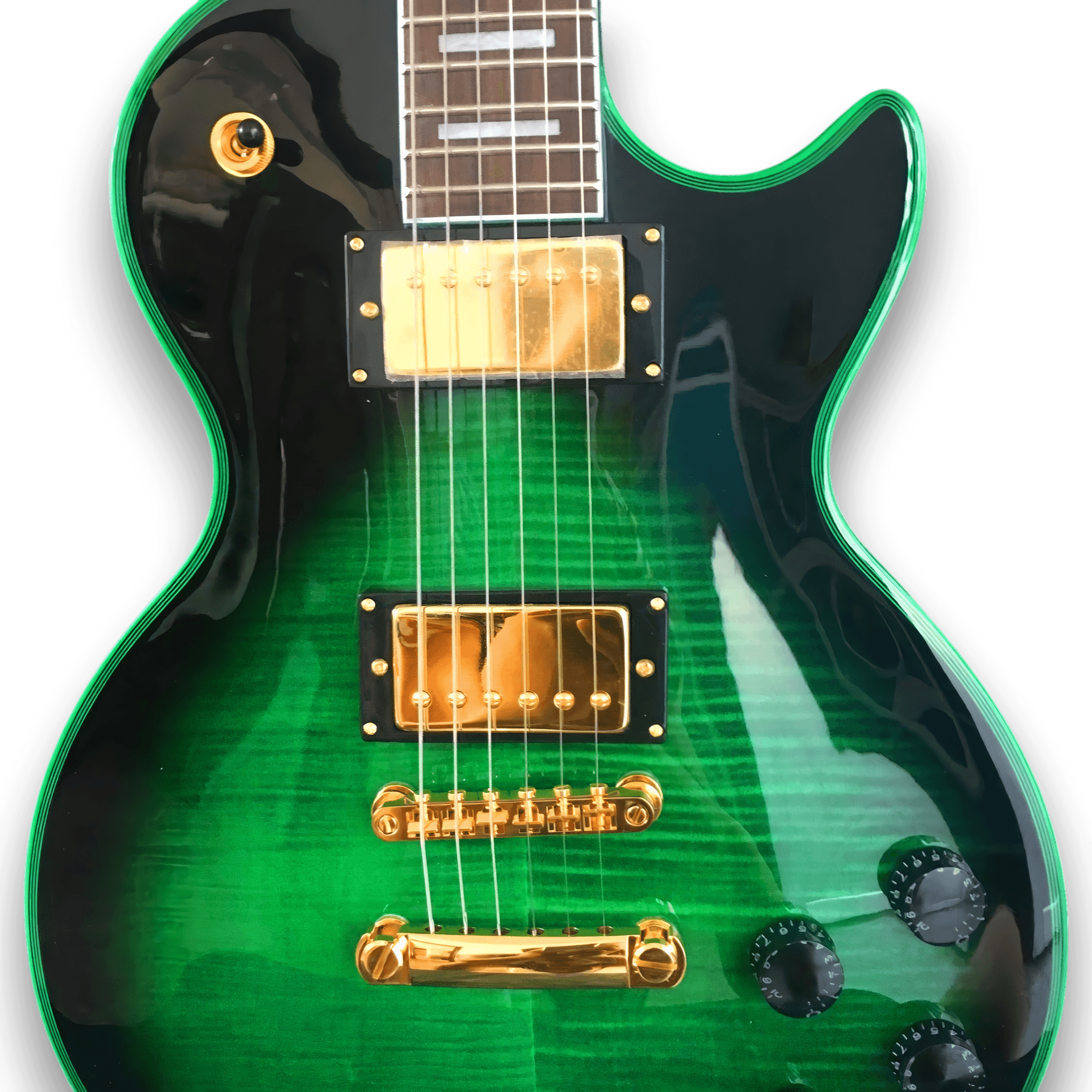 Custom Made Green Widow Flame Maple Top LP Style 6 Strings Electric Guitar - Image 3