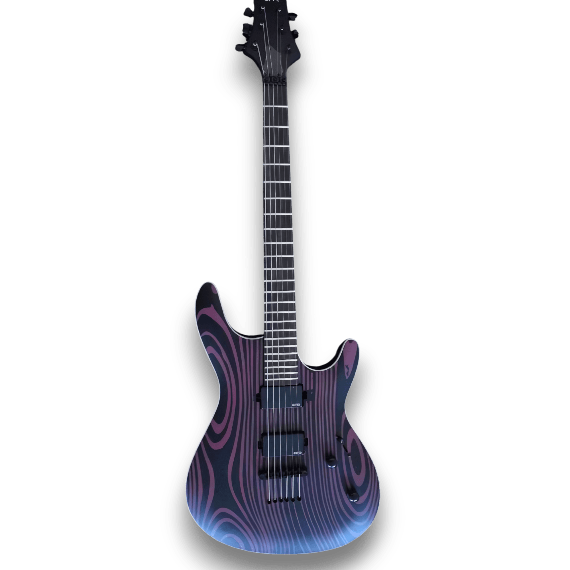 Custom Made Gothic Style Black Purple Electric Guitar - Image 2