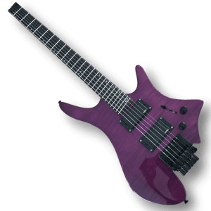 Custom Made Headless Flame Dark Maple Top Purple Style Electric Guitar