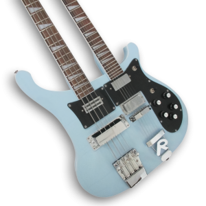 Custom Made 4080 Style Light Blue Double Neck 4 Strings Bass & 6 Strings Electric Guitar