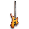 Custom Made Sunset Coral Burst Headless Flame Maple Top Style Electric Guitar