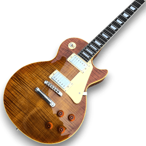 Custom Made Flame Maple Top Desert Burst LP Style 6 Strings Electric Guitar - Image 2