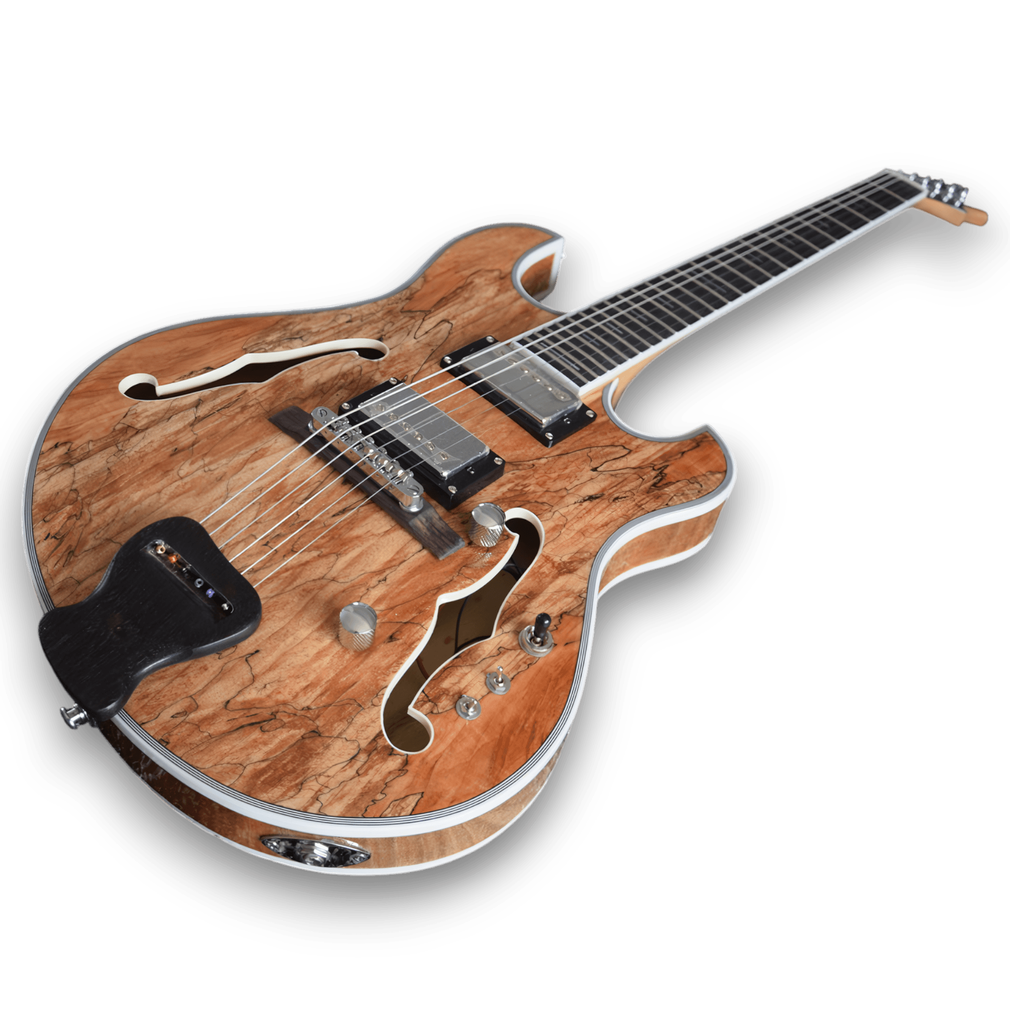 Custom Made Semi-Hollow Body Spalted Maple Top Trey Anastasio Style 6 Strings Electric Guitar - Image 3