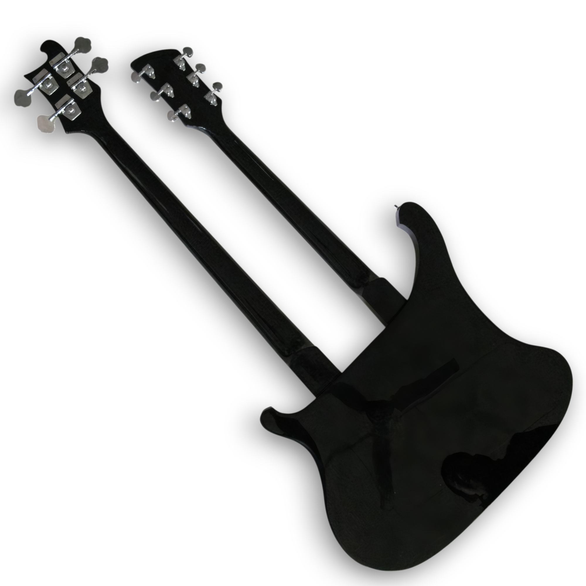 Custom Made 4080 Style Black Double Neck 4 Strings Bass & 6 Strings Electric Guitar - Image 4