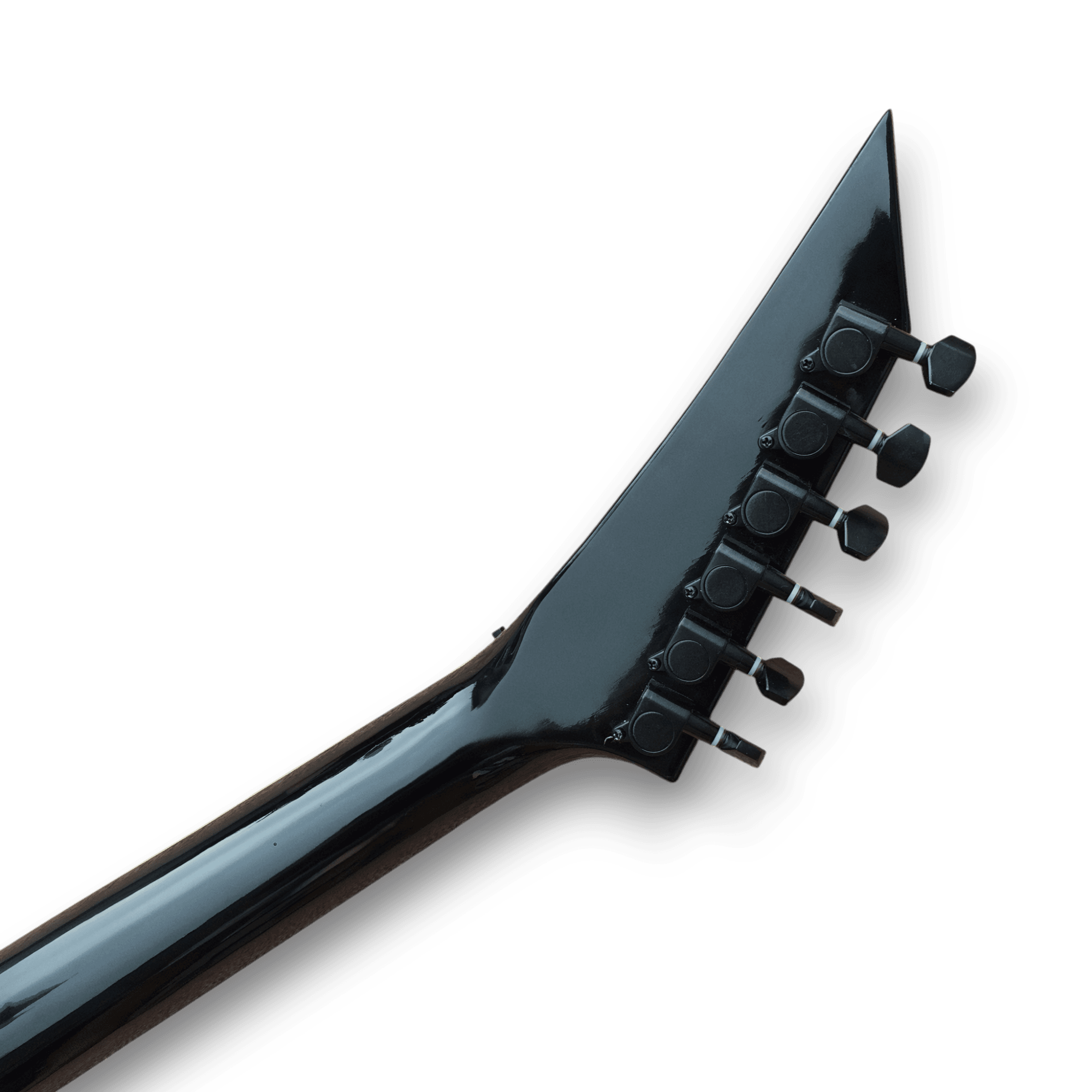 Custom Made Black V Style Blue Inlay Electric Guitar - Image 6