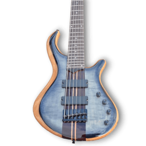 Custom Made 6 Strings Bass Flame Maple Top Patriot Style Neck-Through-Body Electric Bass