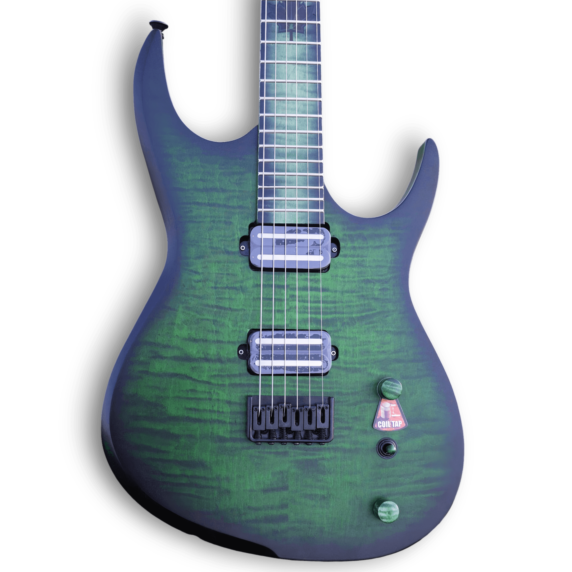 Custom Made Flame Maple Top Green Burst Electric Guitar - Image 2