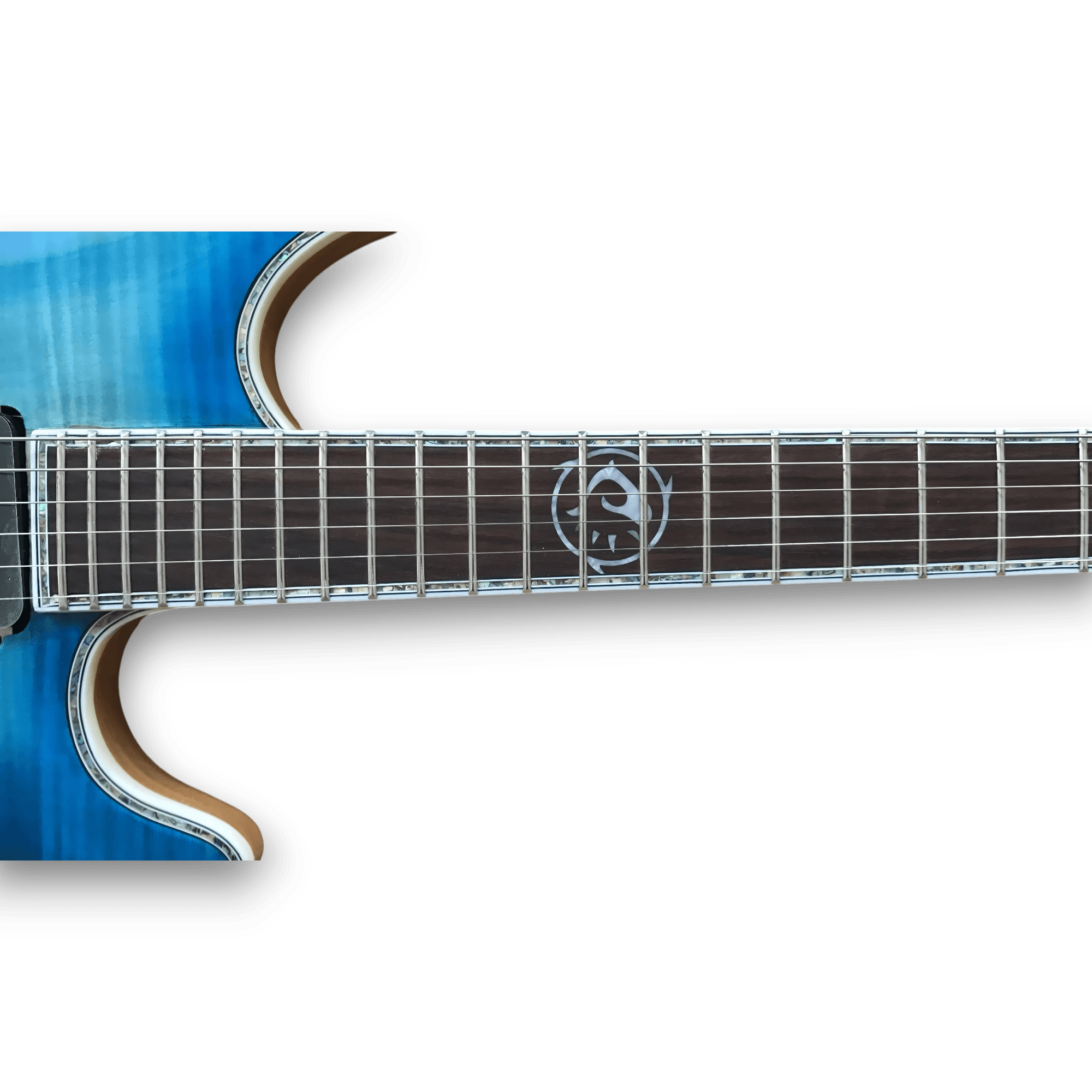 Custom Made Blue Burst Flame Maple Top Regius Style 6 Strings Electric Guitar - Image 3