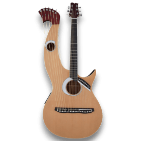 Custom Made Harp Double Neck Eclipse Style Acoustic Guitar