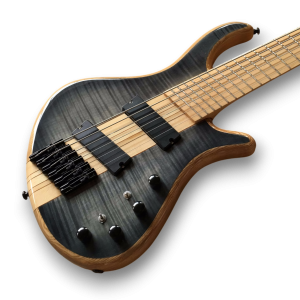 Custom Made 6 Strings Bass Neck-Through-Body Patriot Flame Maple Top Electric Bass