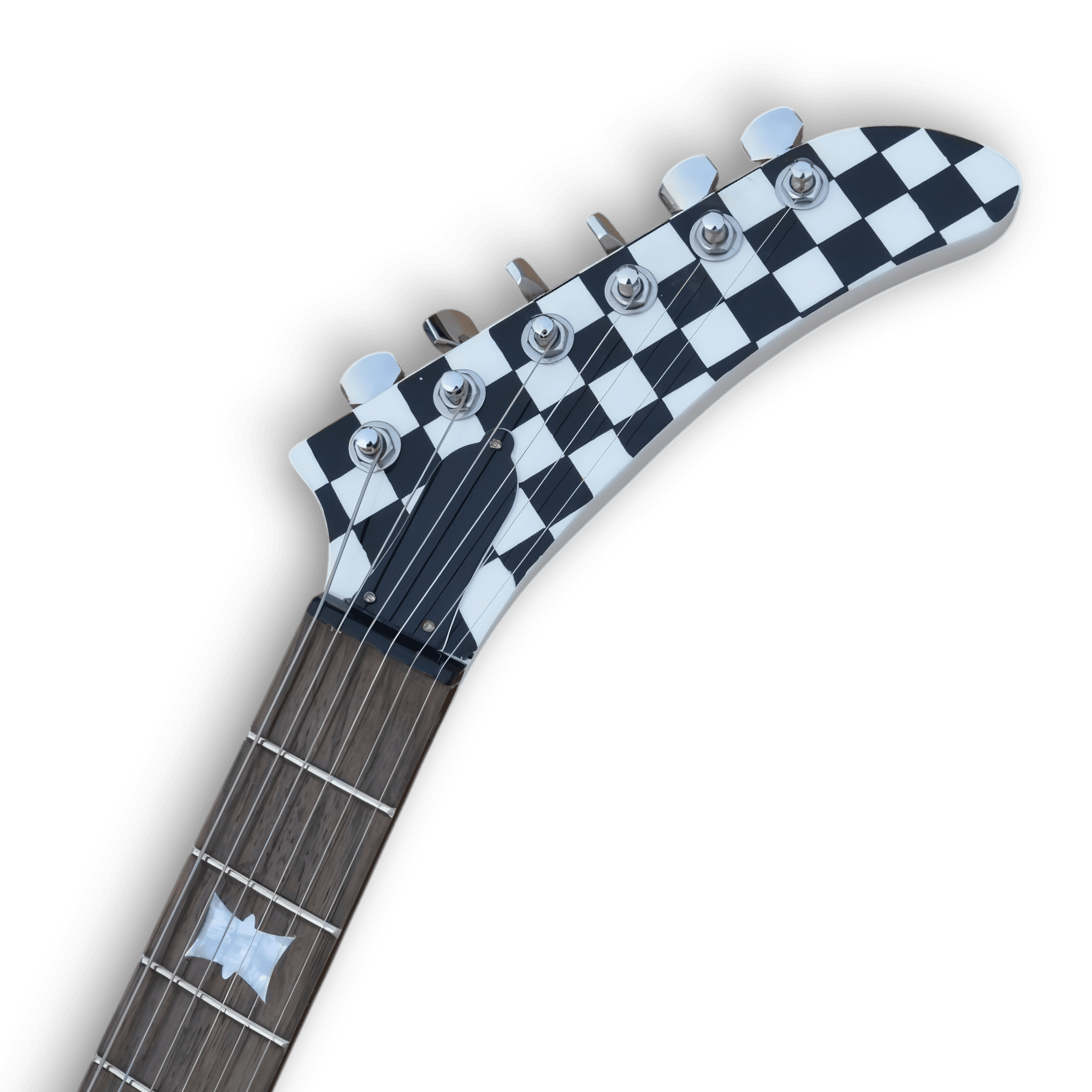 Custom Made Black and White Checkerboard Flying V Style 6 Strings Electric Guitar - Image 3