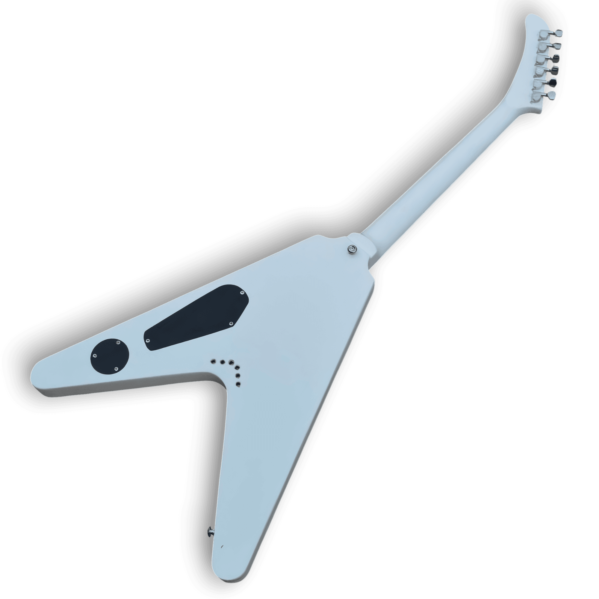 Custom Made Black and White Checkerboard Flying V Style 6 Strings Electric Guitar - Image 4