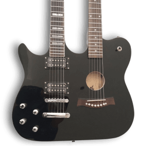 Custom Made Black Crossroads Style 6&6 Strings Left Handed Acoustic and Electric Guitar