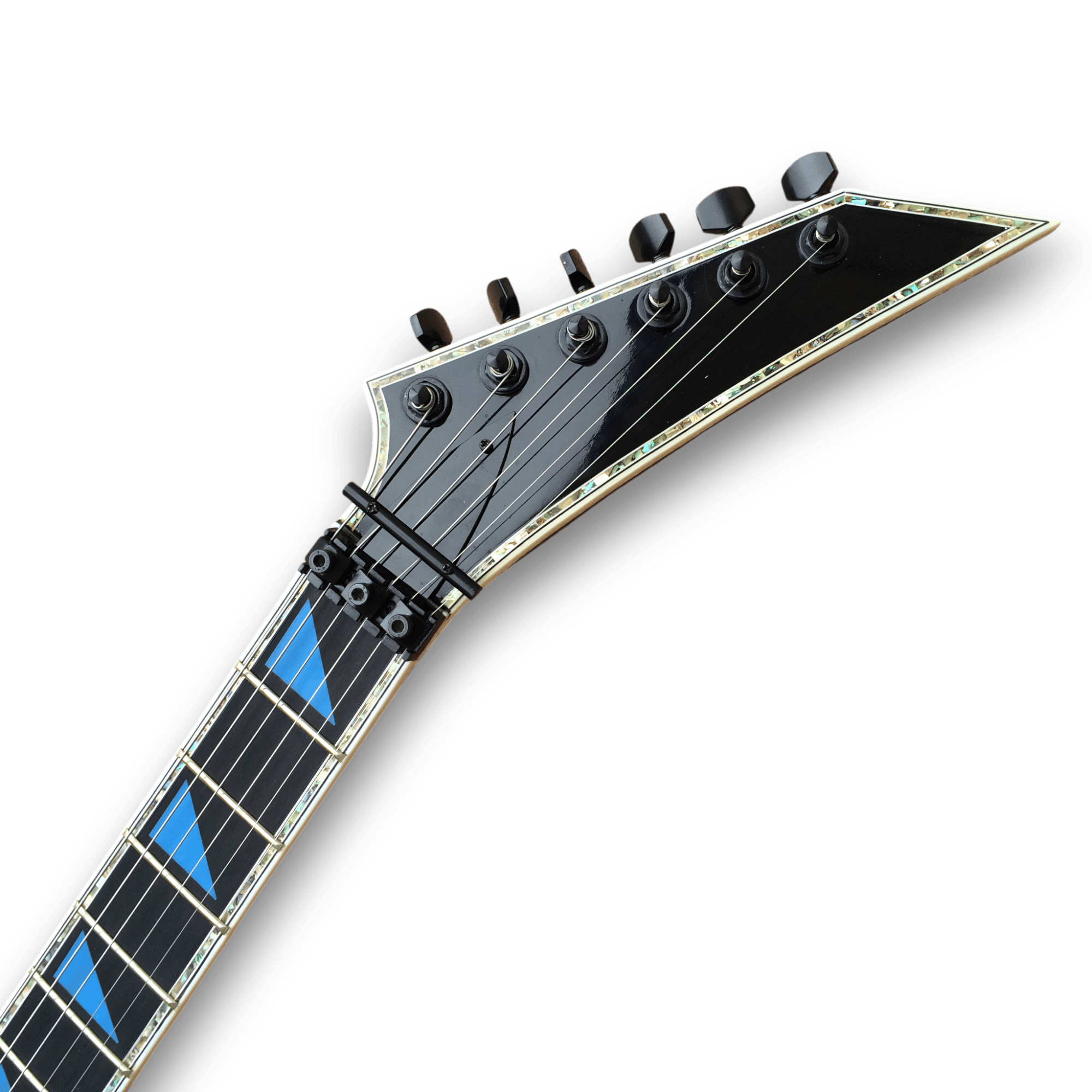 Custom Made Black V Style Blue Inlay Electric Guitar - Image 3