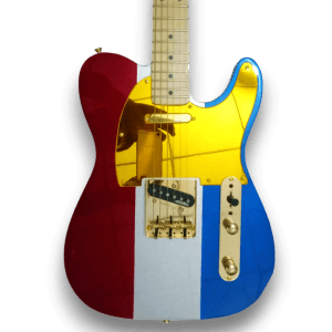 Custom Made Buck Owens Tele Style Blue Red Silver Sparkle 6 Strings Electric Guitar - Image 2
