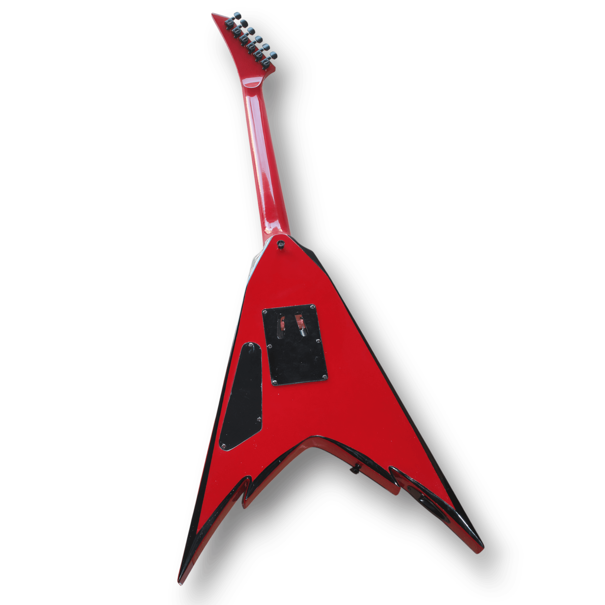 Custom Made King V Style Red With Black Bevels 6 Strings Electric Guitar - Image 4
