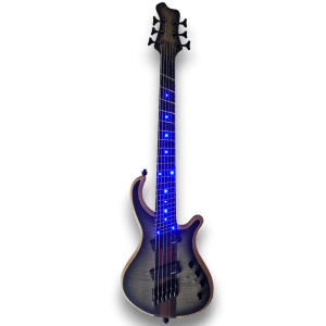 Custom Made 6 Strings LED Bass Flame Maple Top Patriot Style Neck-Through-Body Electric Bass