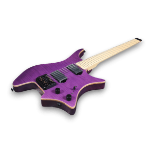 Custom Made Purple Headless Flame Maple Top Style Electric Guitar - Image 2