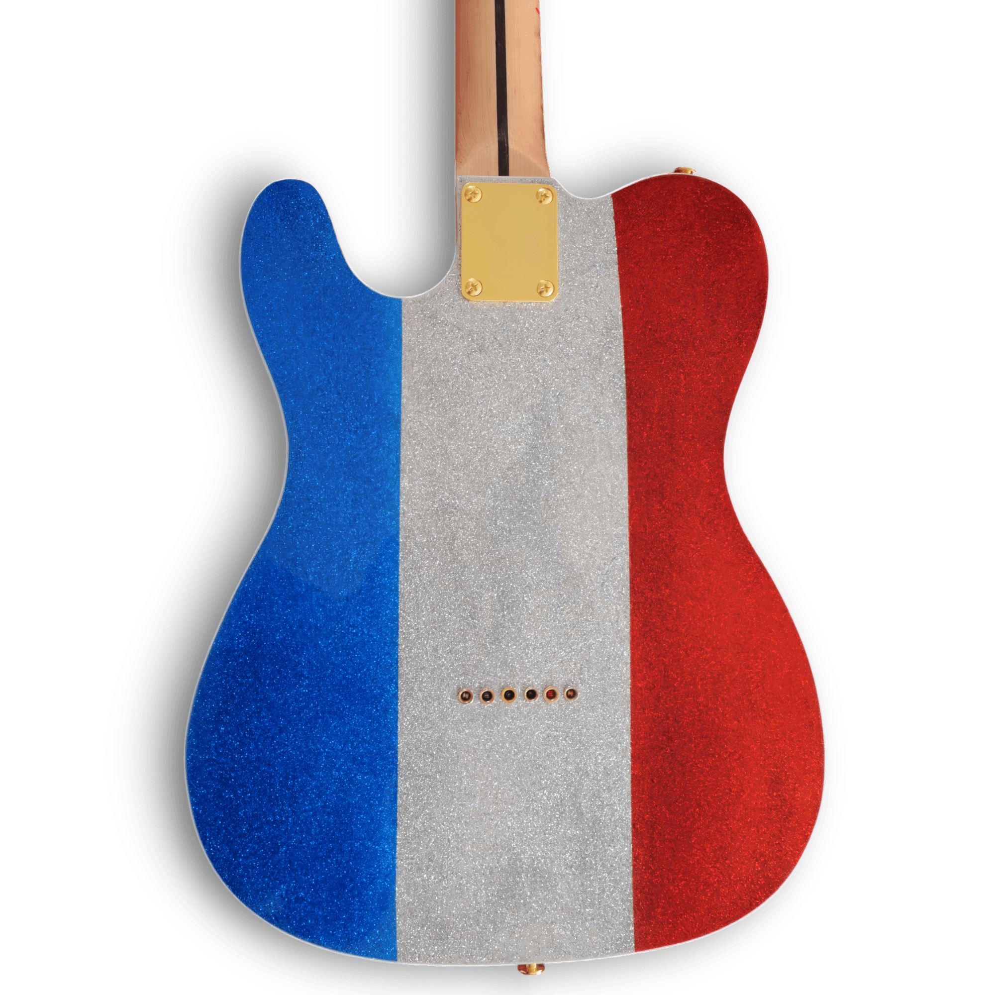 Custom Made Red Silver and Blue Sparkle Tele Style Buck Owens Sparkle 6 Strings Electric Guitar - Image 6