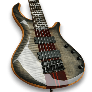 Custom Made Flame Maple Top Neck-Through-Body Patriot Style 6 Strings Electric Bass - Image 4