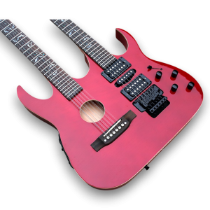 Custom Made Red Crossroads Style 12&6 Strings Acoustic and Electric Guitar