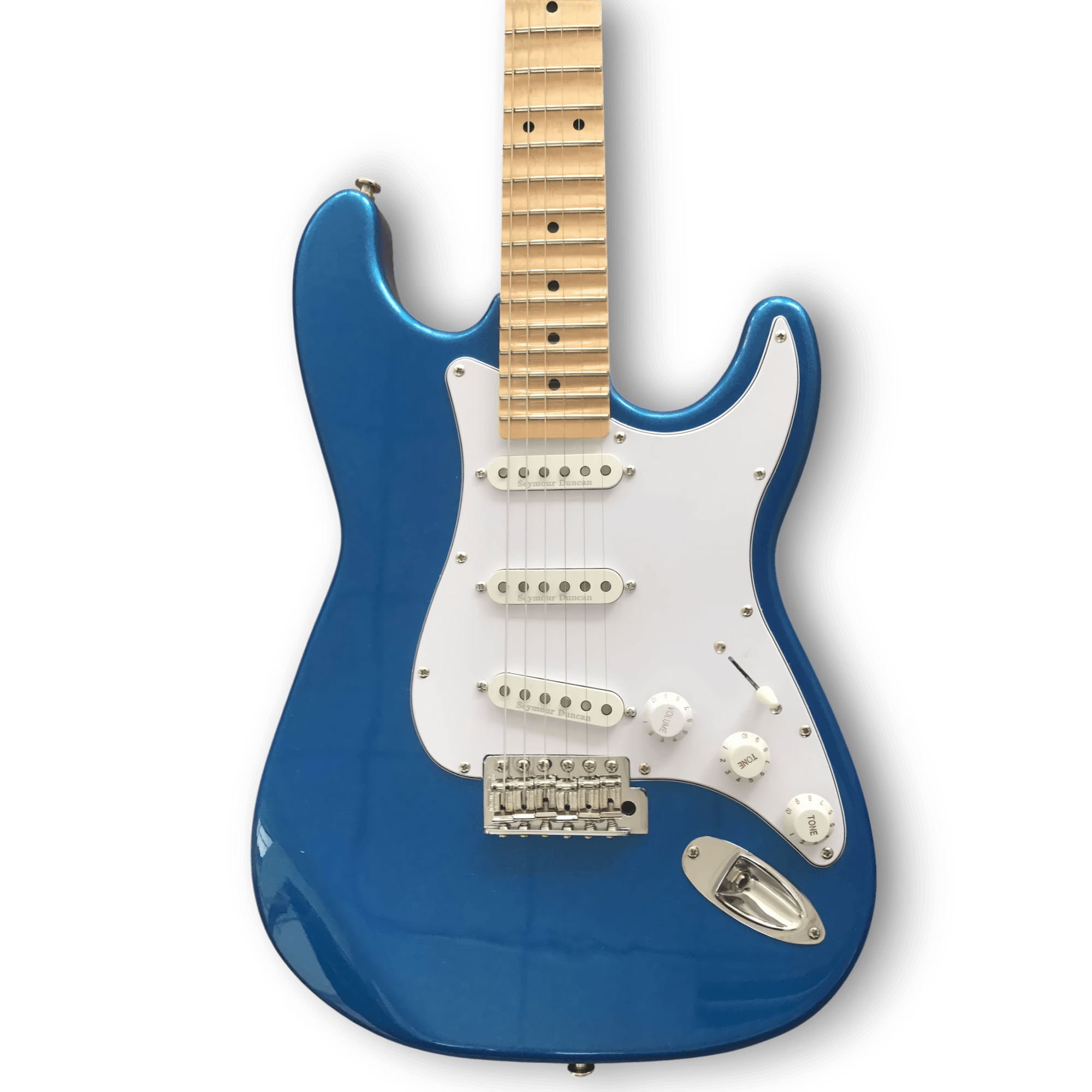 Custom Made Maple Scalloped Fretboard Blue Strat Style 6 Strings Electric Guitar