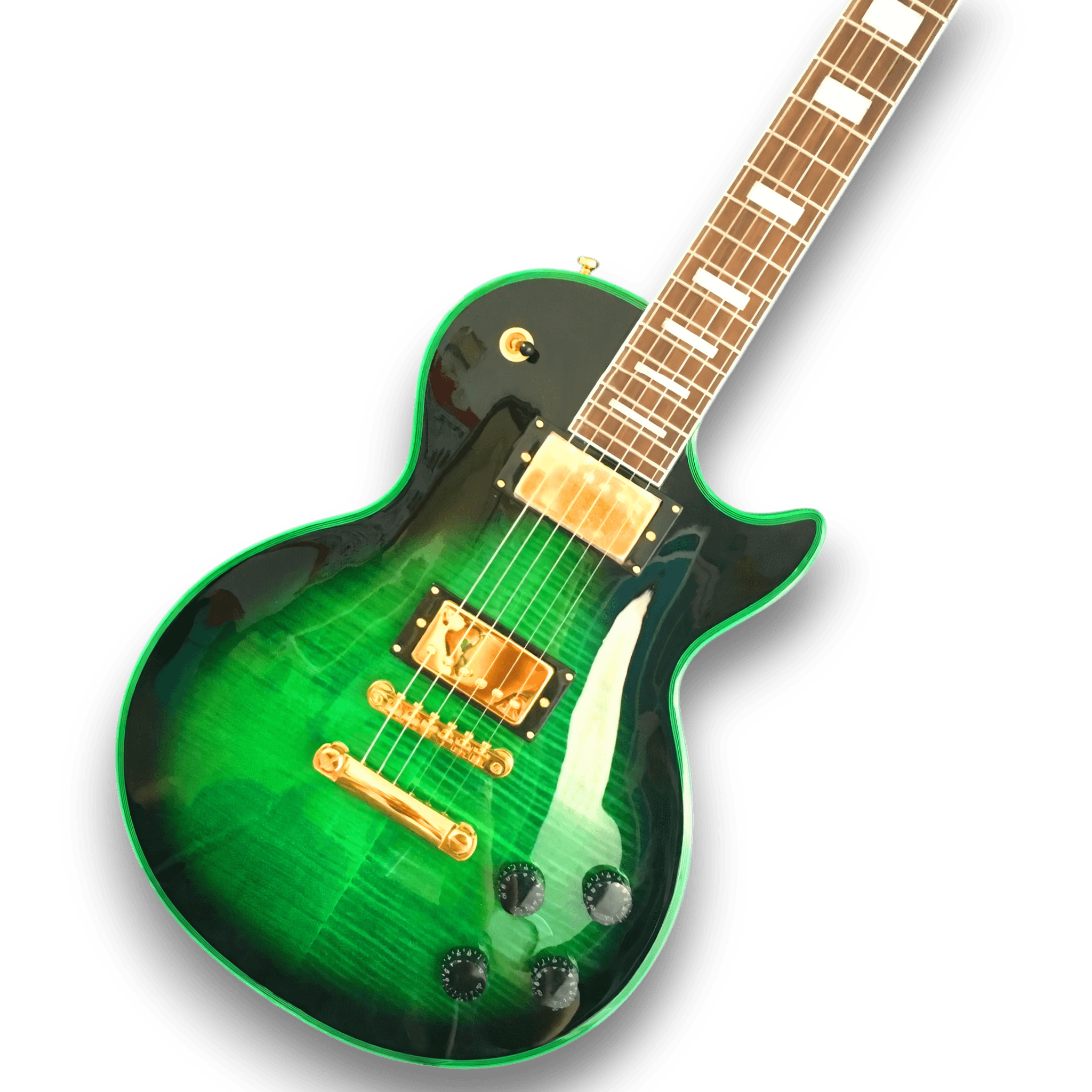 Custom Made Green Widow Flame Maple Top LP Style 6 Strings Electric Guitar - Image 2